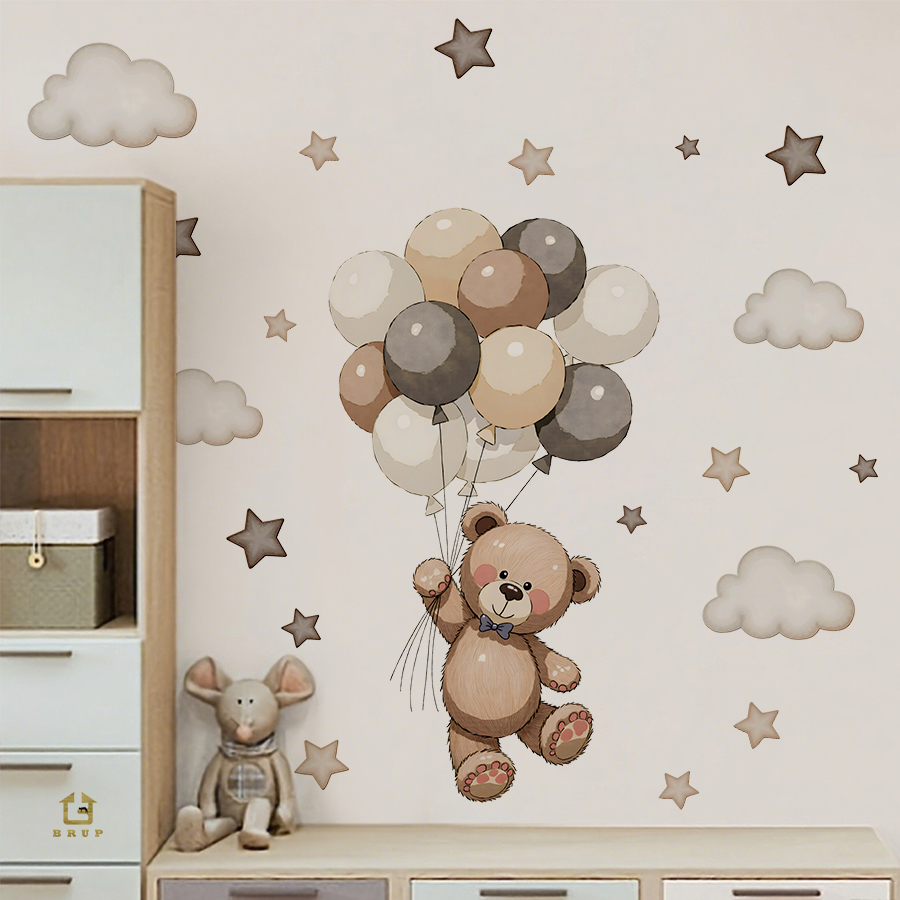 Adorable Teddy Bear Wall Decal - Wall Decal Nursery incelemesi ve fiyatı