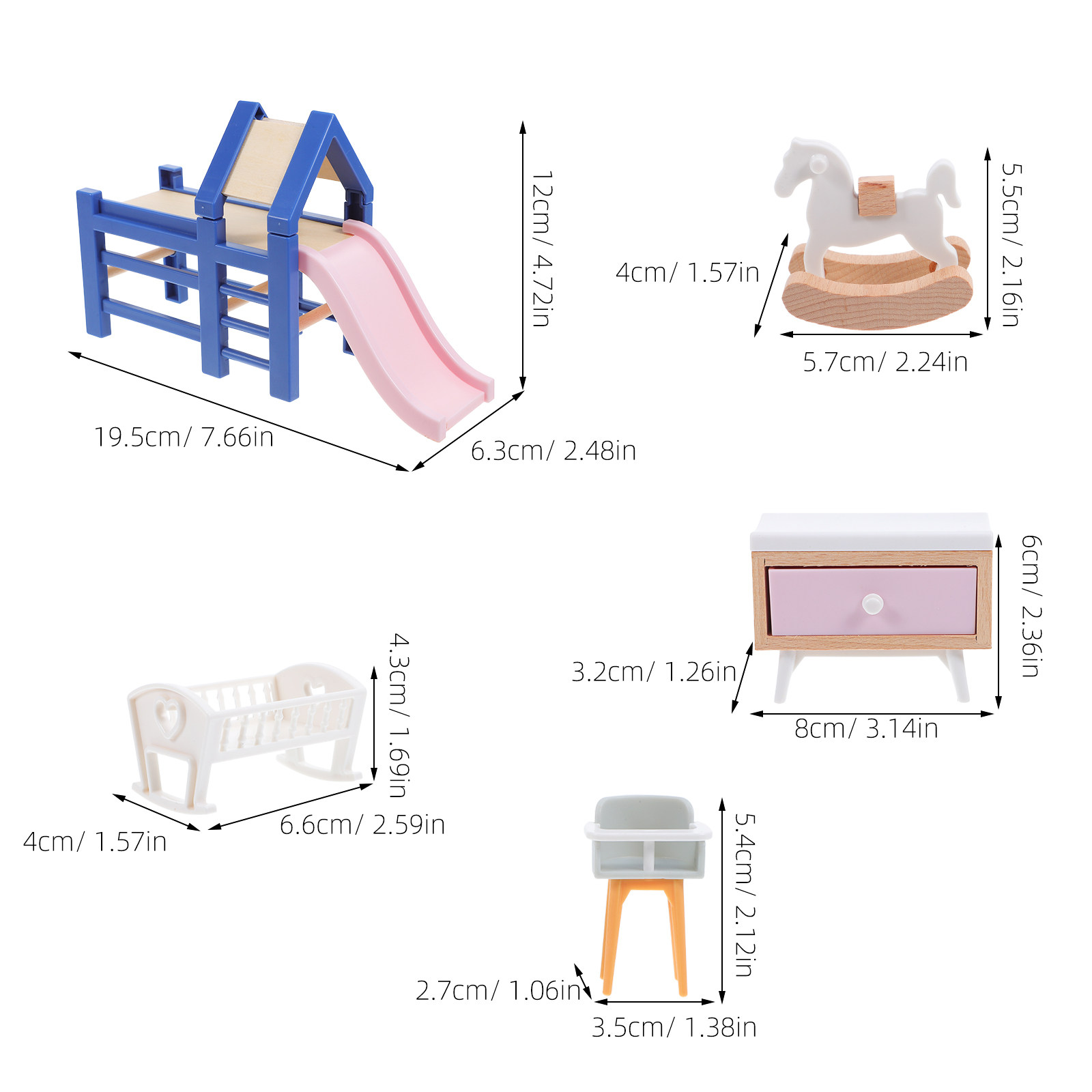 1 Set Miniature Dollhouse Furn - Baby Nursery Furniture Sets incelemesi ve fiyatı