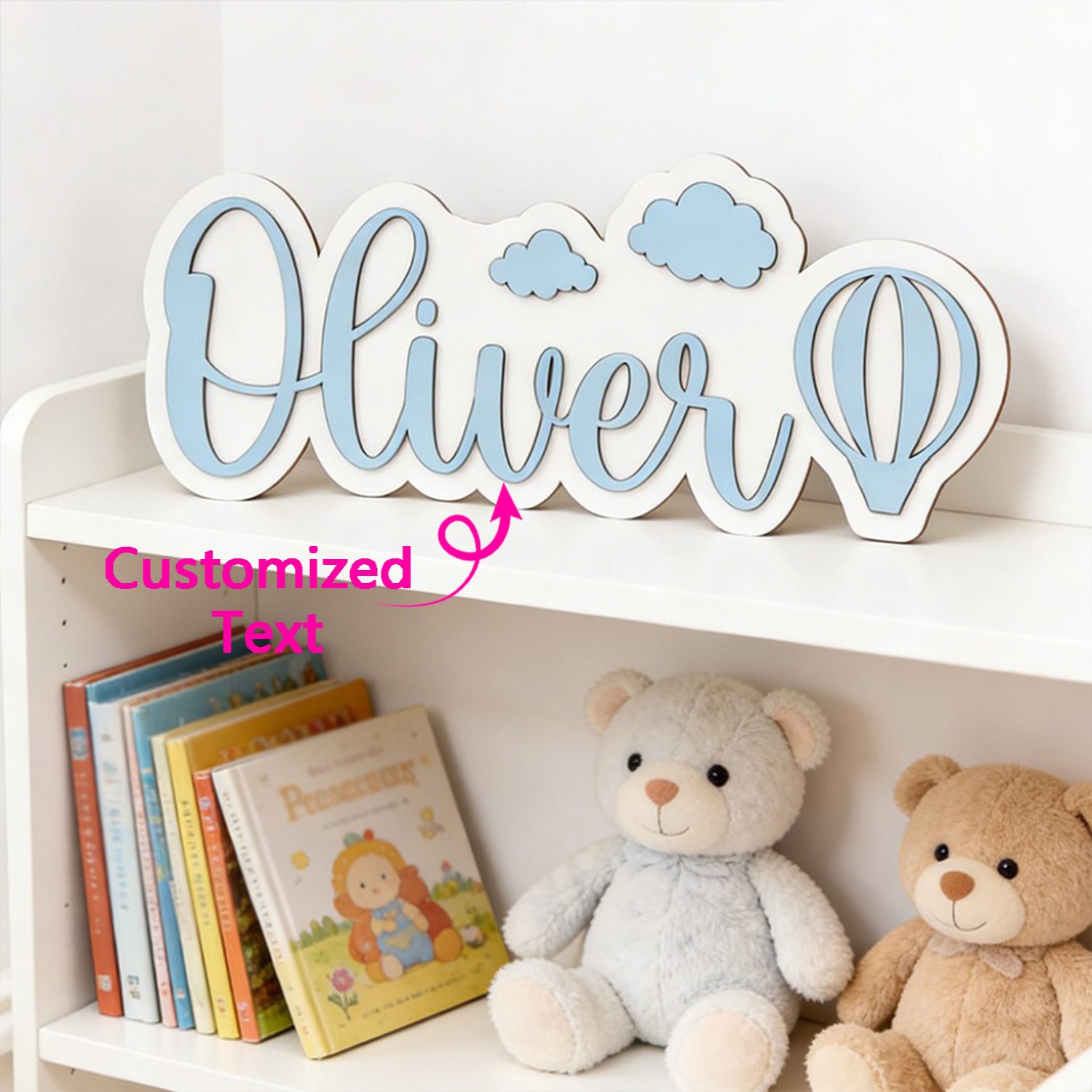 Personalized Hot Air Balloon & - Baby Nursery Name Sign incelemesi ve fiyatı