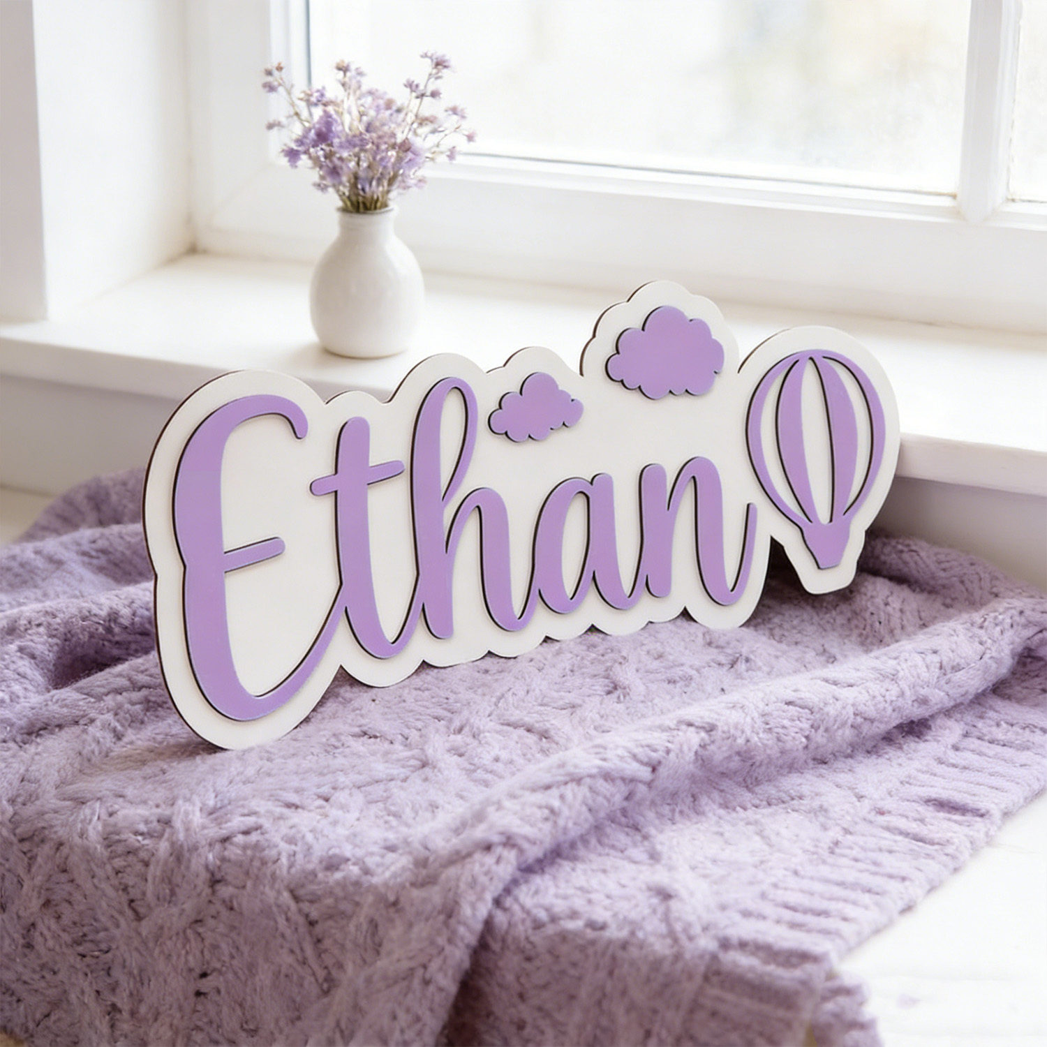 Personalized Hot Air Balloon & - Baby Nursery Name Sign incelemesi ve fiyatı