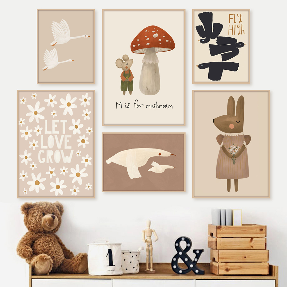 Boho Cartoon Rabbit Mouse Goos - Baby Nursery Frames incelemesi ve fiyatı