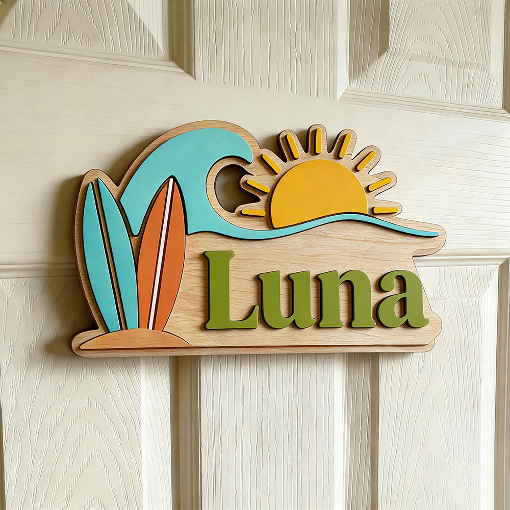 Custom Beach Wave Surfboard Su - Baby Nursery Name Sign incelemesi ve fiyatı