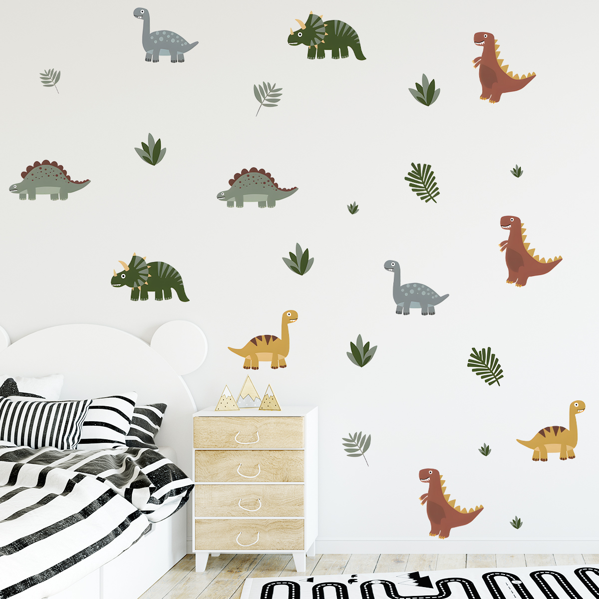 Cartoon Cute Dinosaur Leaf Ani - Wall Decal Nursery incelemesi ve fiyatı