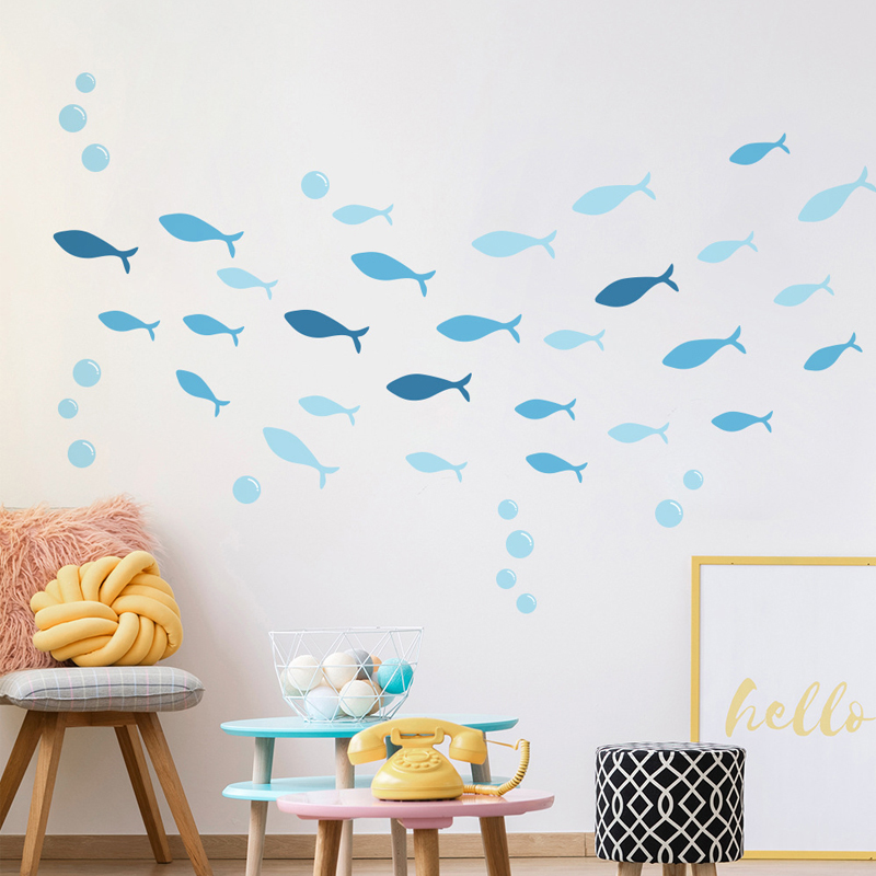 42pcs/set Blue Fish Vinyl Wall - Baby Nursery Furniture Sets incelemesi ve fiyatı