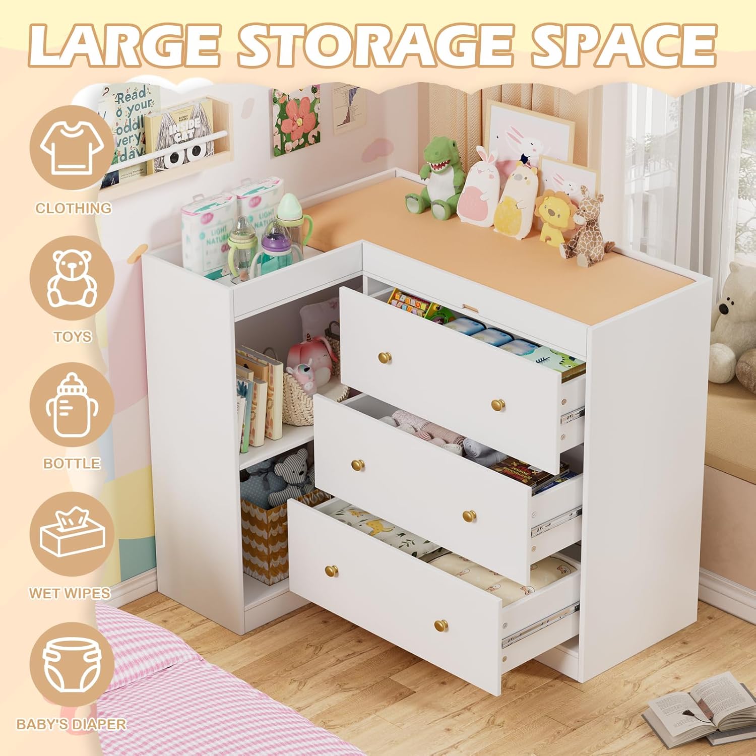 Corner Nursery Changing Table  - Baby Nursery Drawers incelemesi ve fiyatı