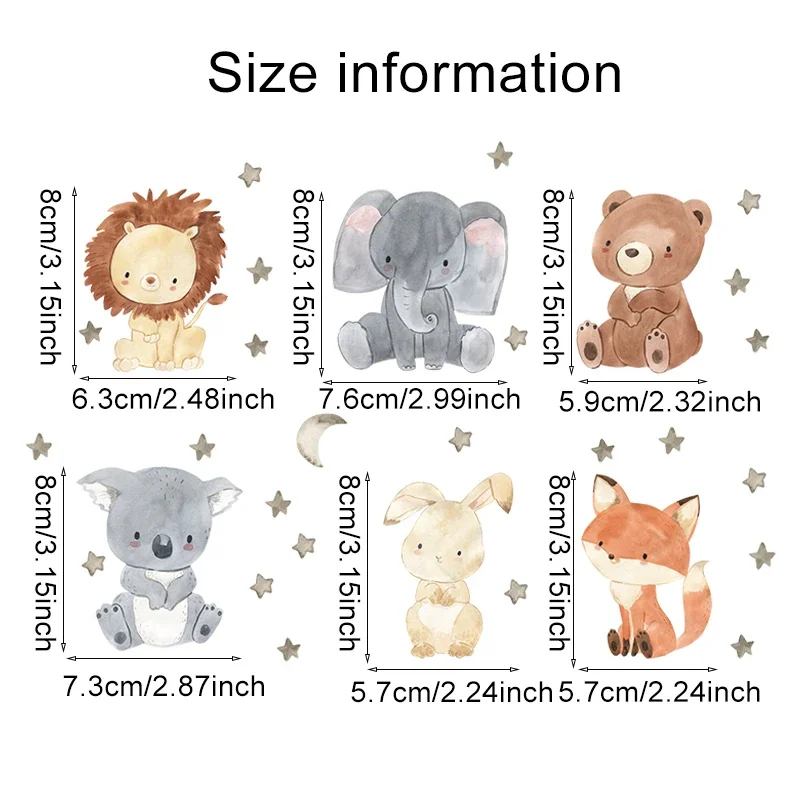 1/2/4/6set Cartoon Animals Wal - Wall Decal Nursery incelemesi ve fiyatı