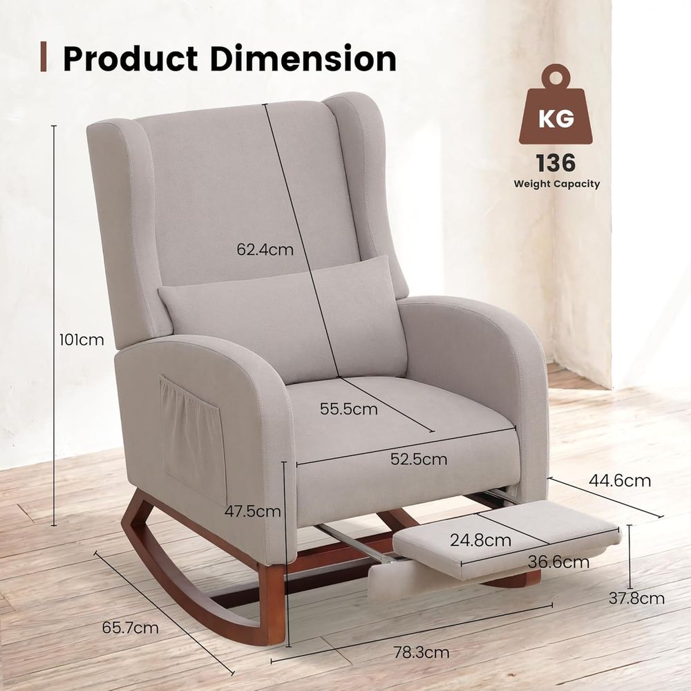 Light Grey Nursery Rocking Cha - Rocking Chair Nursery incelemesi ve fiyatı