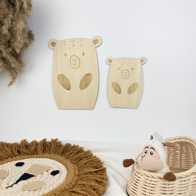 2pcs Nordic Wooden Bear Wall S - Baby Nursery Furniture Sets incelemesi ve fiyatı