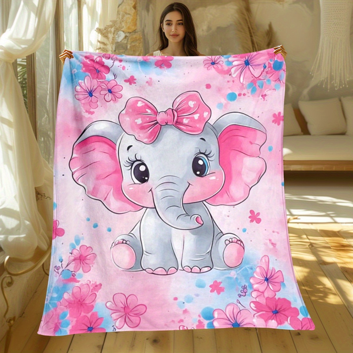 1pc Cute Pink Elephant with Bo - Baby Nursery Themes Girl incelemesi ve fiyatı