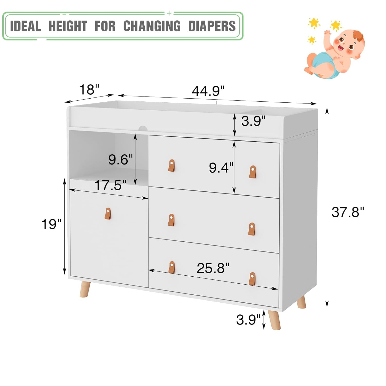 Baby Dresser Changing Table wi - Baby Nursery Drawers incelemesi ve fiyatı