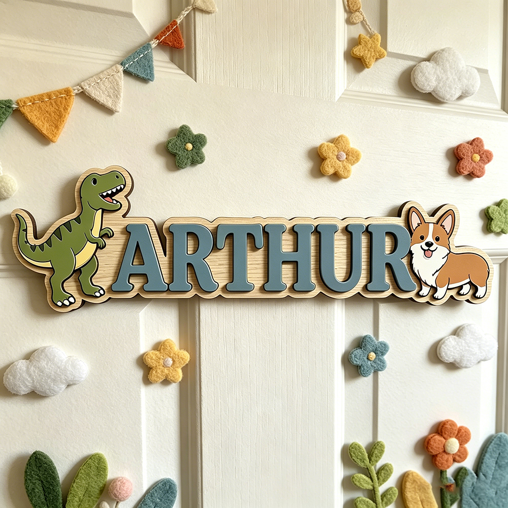Whimsical Green T-Rex & Corgi  - Baby Nursery Neutral incelemesi ve fiyatı